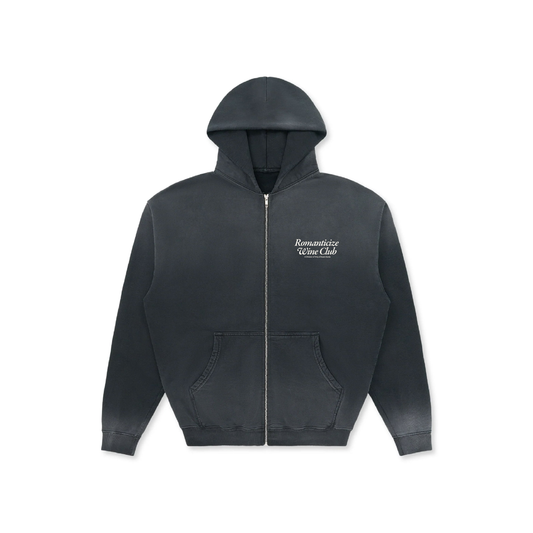Romanticize Wine Club Zip Hoodie (Washed Black)